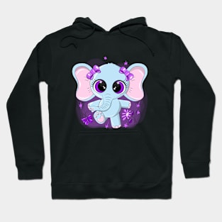 Cute elephant with purple eyes Hoodie